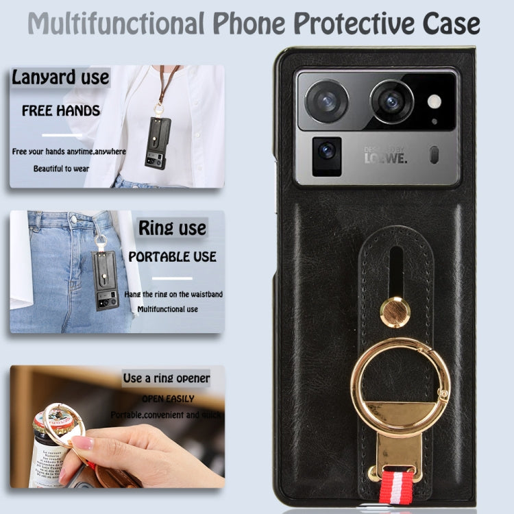 For Tecno Phantom V Fold2 Wristband Leather Back Phone Case