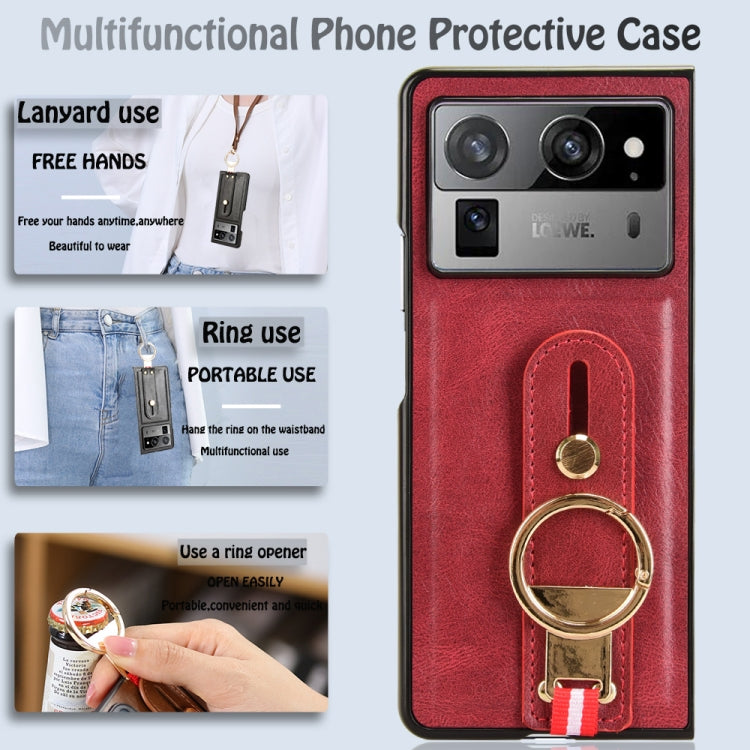 For Tecno Phantom V Fold2 Wristband Leather Back Phone Case