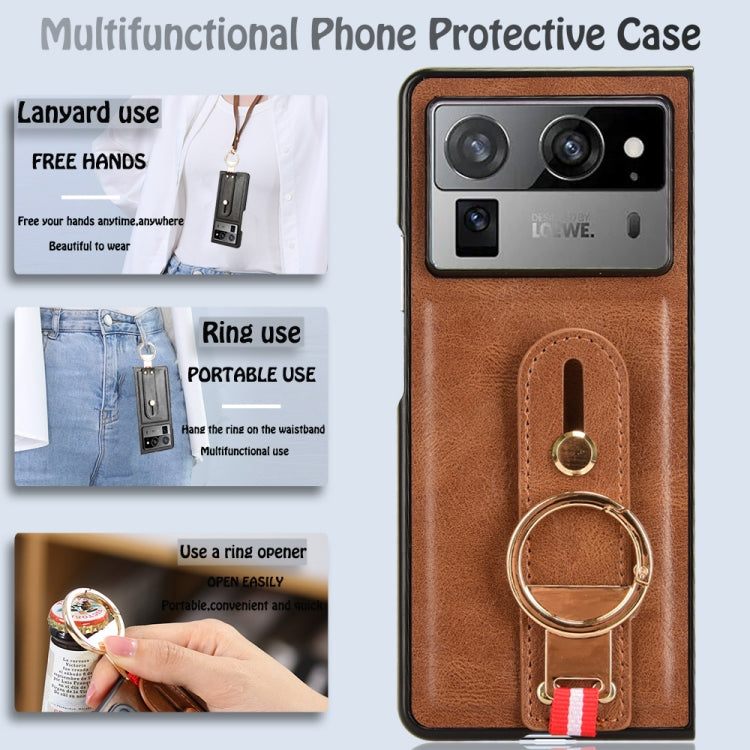 For Tecno Phantom V Fold2 Wristband Leather Back Phone Case