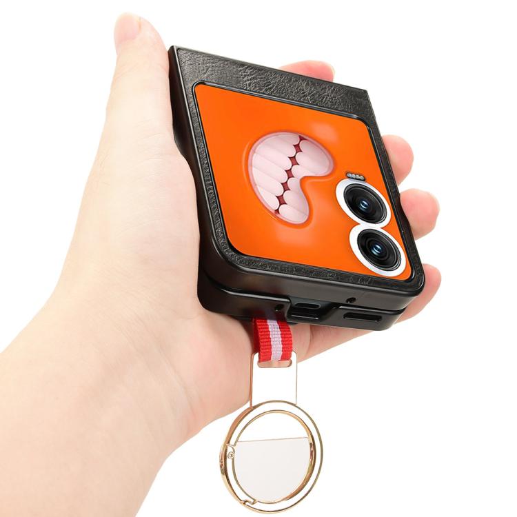 For Tecno Phantom V Flip2 Wristband Leather Back Phone Case