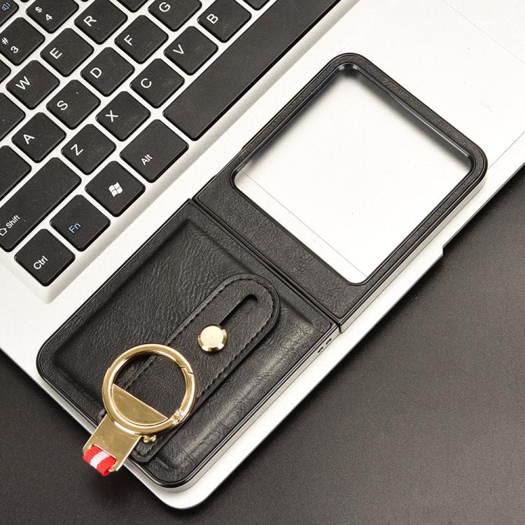 For Tecno Phantom V Flip2 Wristband Leather Back Phone Case