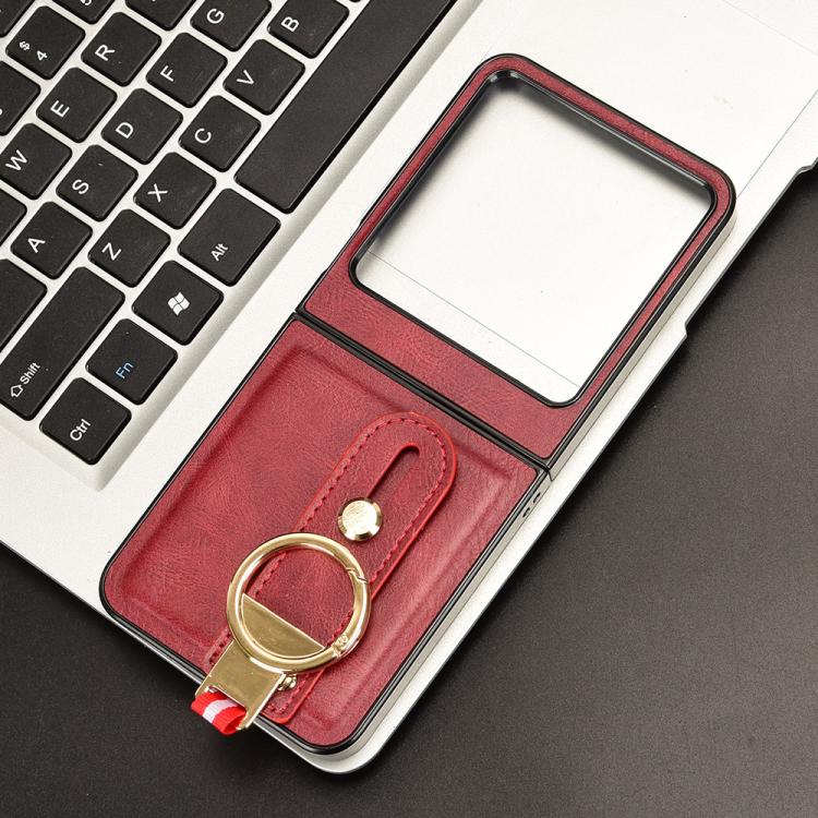 For Tecno Phantom V Flip2 Wristband Leather Back Phone Case