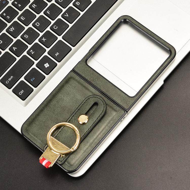 For Tecno Phantom V Flip2 Wristband Leather Back Phone Case