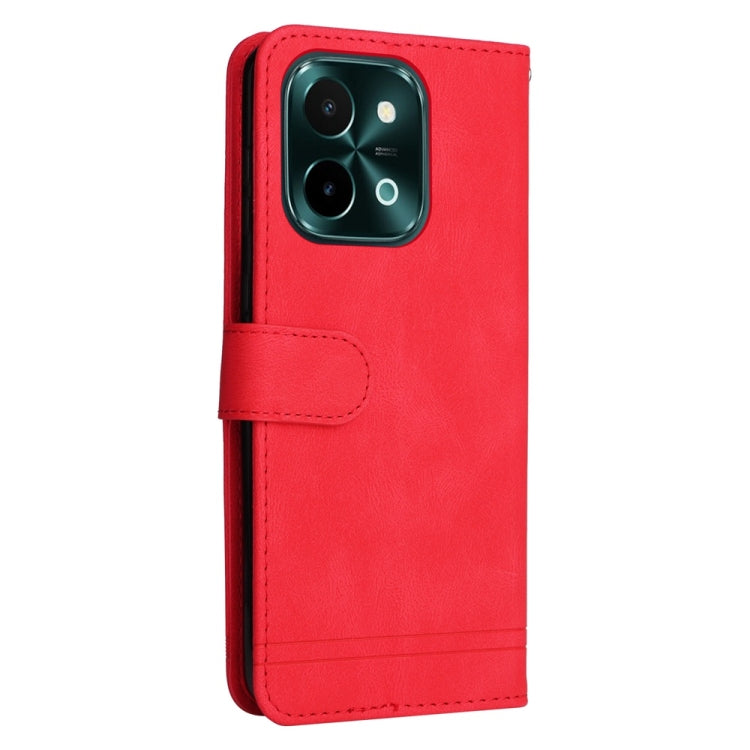 For vivo Y28 4G Global Skin Feel Life Tree Metal Button Leather Phone Case