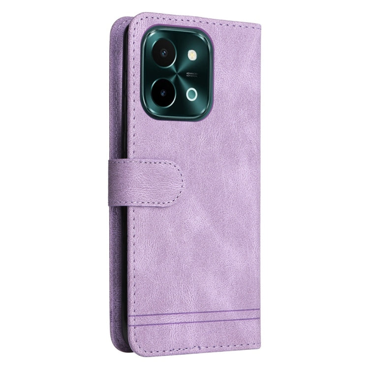 For vivo Y28 4G Global Skin Feel Life Tree Metal Button Leather Phone Case