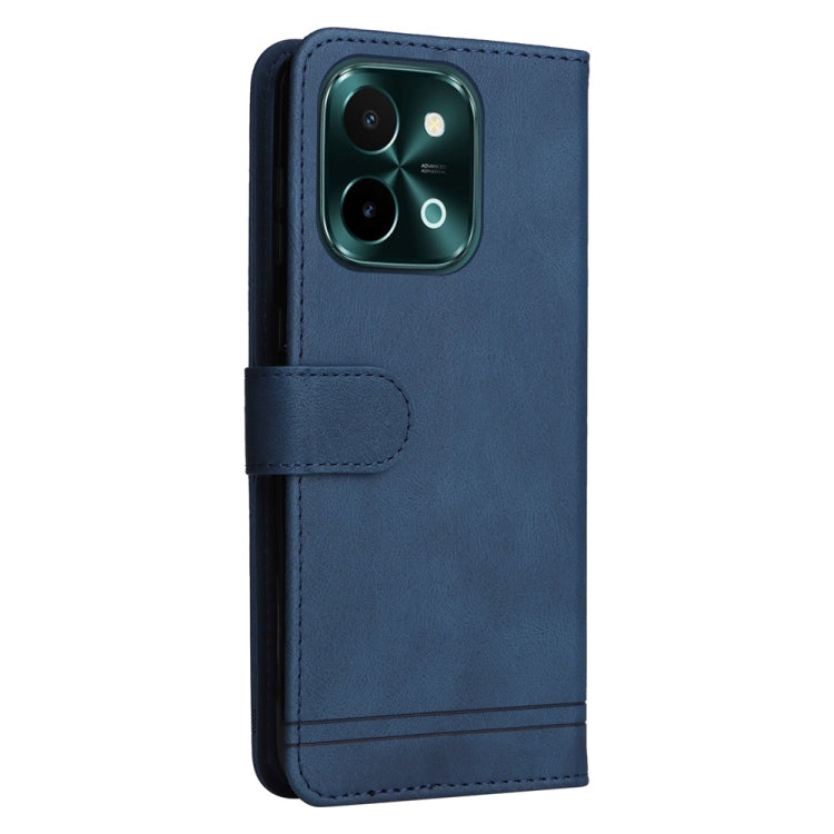 For vivo Y28 4G Global Skin Feel Life Tree Metal Button Leather Phone Case