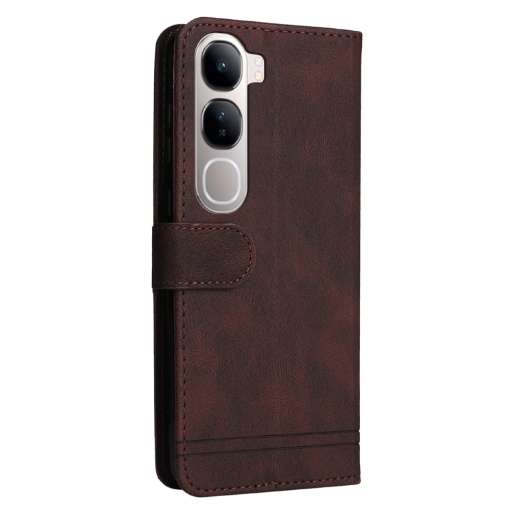 For vivo V40 Lite 4G / 5G IDN Skin Feel Life Tree Metal Button Leather Phone Case