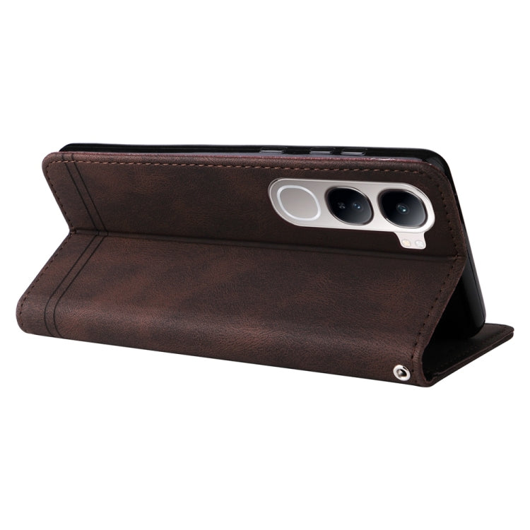 For vivo V40 Lite 4G / 5G IDN Skin Feel Life Tree Metal Button Leather Phone Case