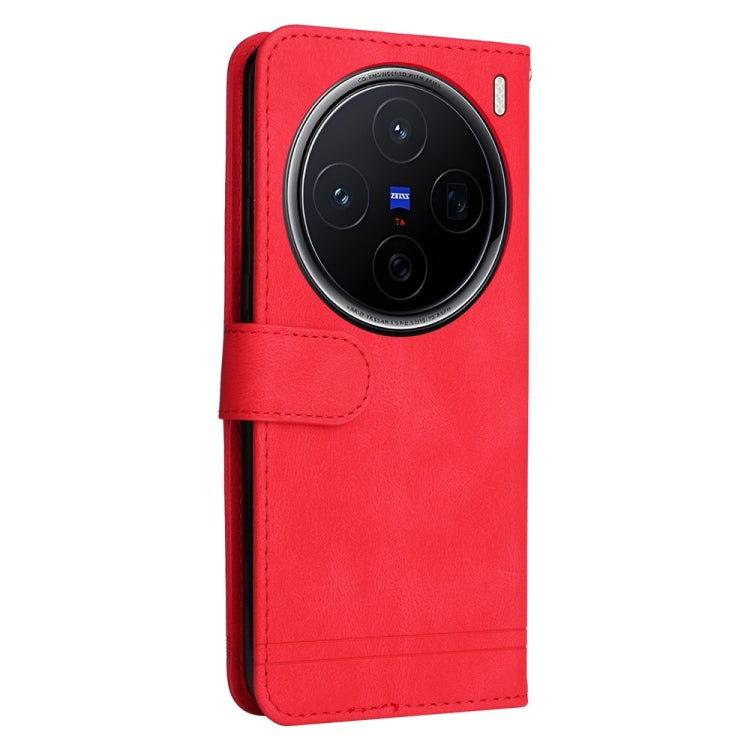 For vivo X200 Skin Feel Life Tree Metal Button Leather Phone Case