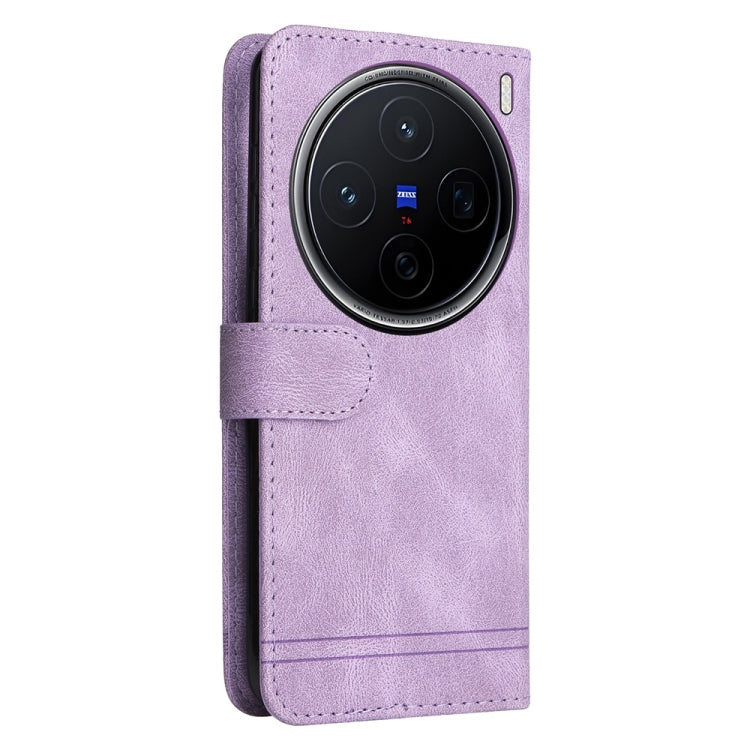 For vivo X200 Skin Feel Life Tree Metal Button Leather Phone Case