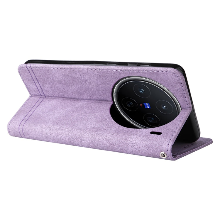 For vivo X200 Skin Feel Life Tree Metal Button Leather Phone Case