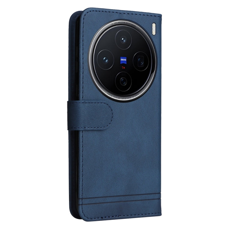 For vivo X200 Skin Feel Life Tree Metal Button Leather Phone Case