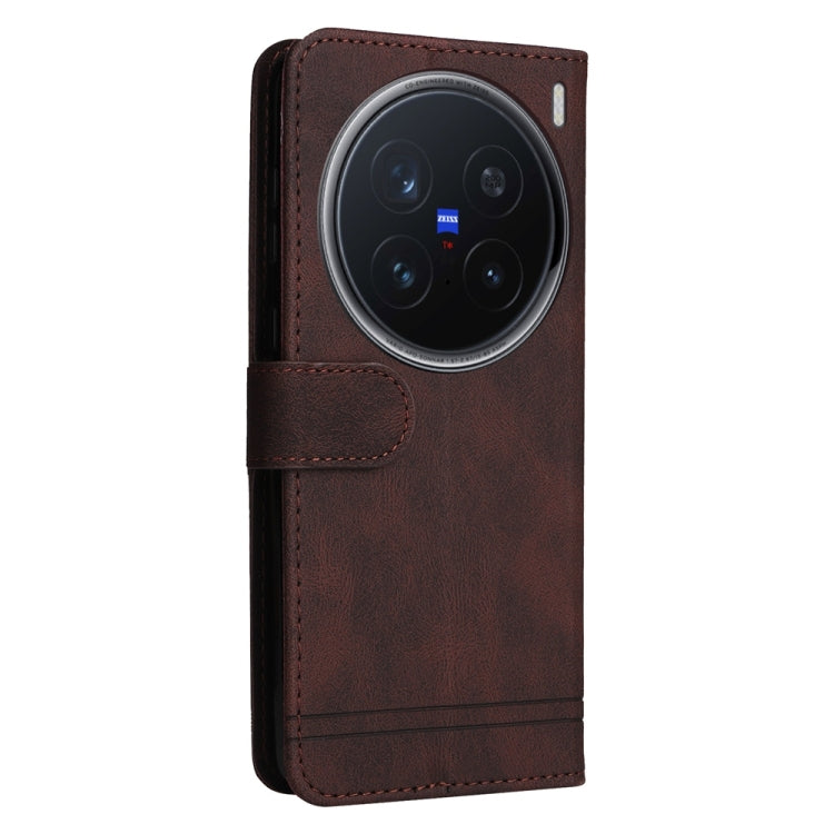 For vivo X200 Pro Skin Feel Life Tree Metal Button Leather Phone Case