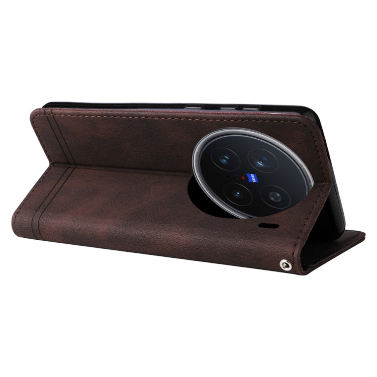 For vivo X200 Pro Skin Feel Life Tree Metal Button Leather Phone Case