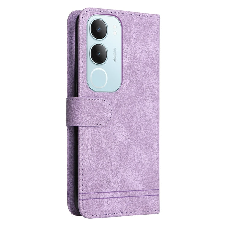 For vivo Y19s Skin Feel Life Tree Metal Button Leather Phone Case