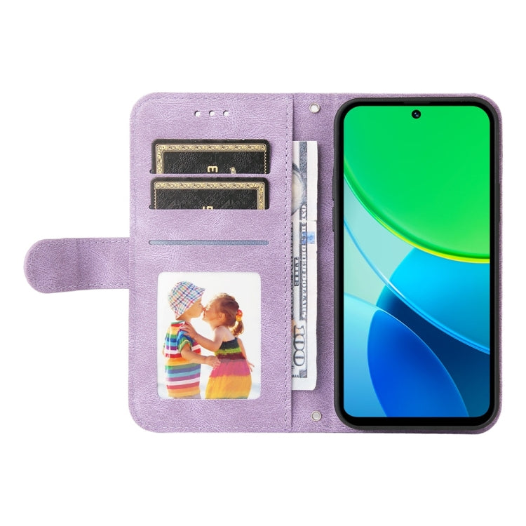 For vivo Y19s Skin Feel Life Tree Metal Button Leather Phone Case