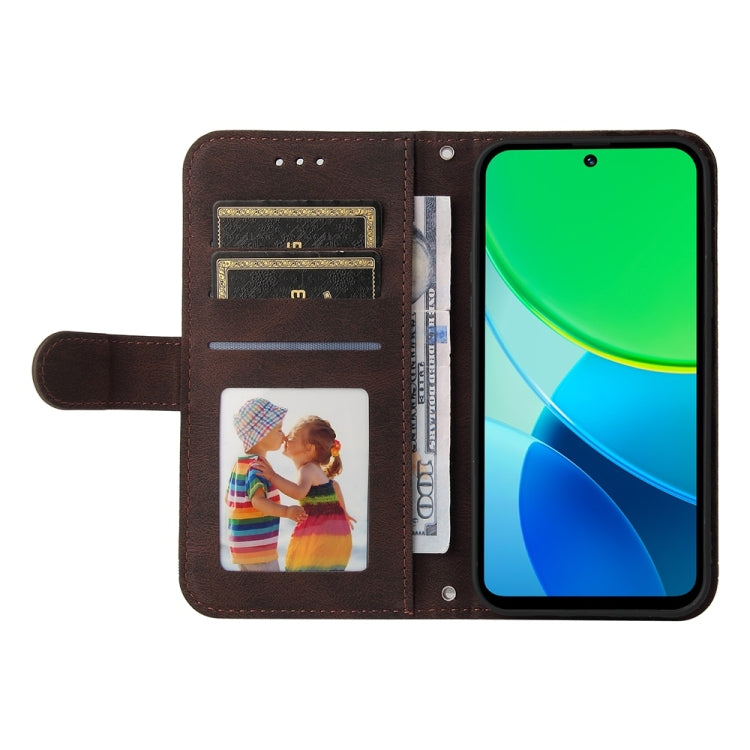 For vivo Y19s Skin Feel Life Tree Metal Button Leather Phone Case