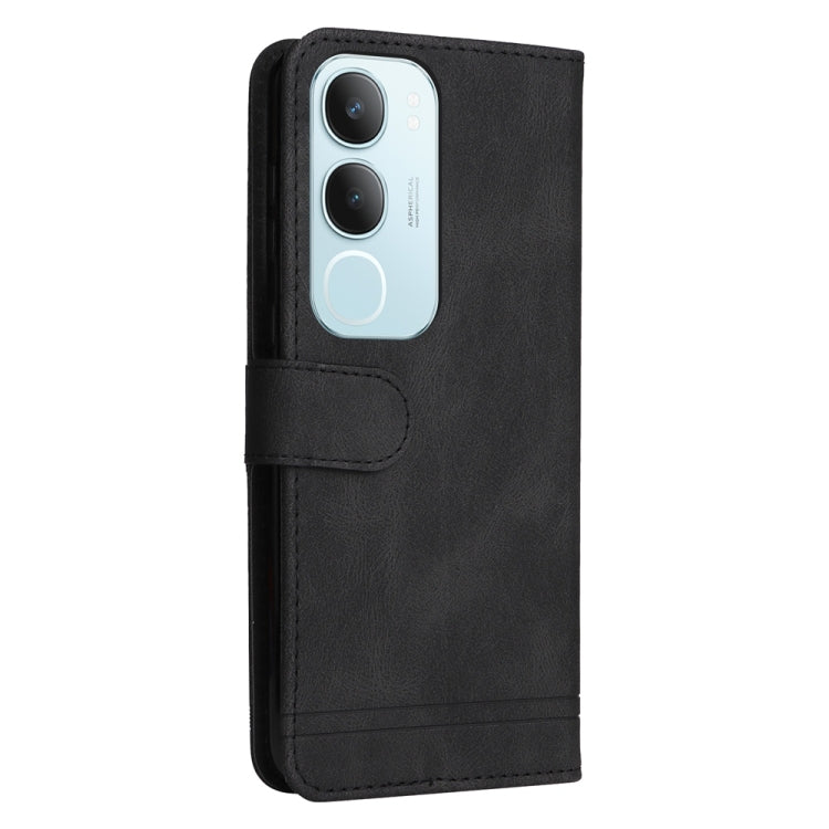 For vivo Y19s Skin Feel Life Tree Metal Button Leather Phone Case