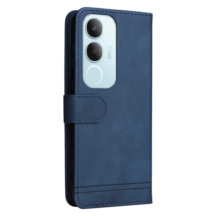 For vivo Y19s Skin Feel Life Tree Metal Button Leather Phone Case