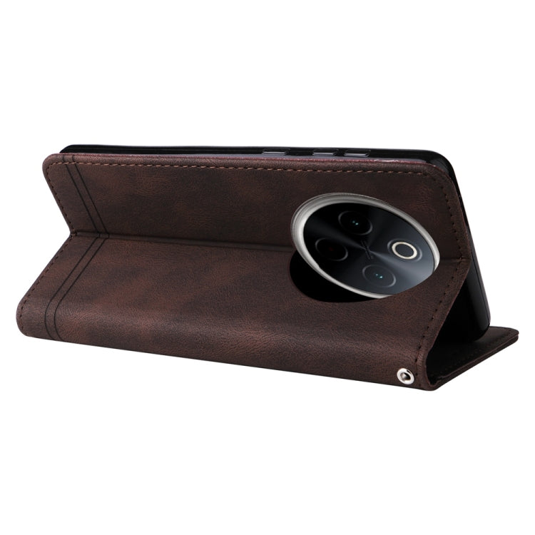For vivo Y300 Pro Skin Feel Life Tree Metal Button Leather Phone Case