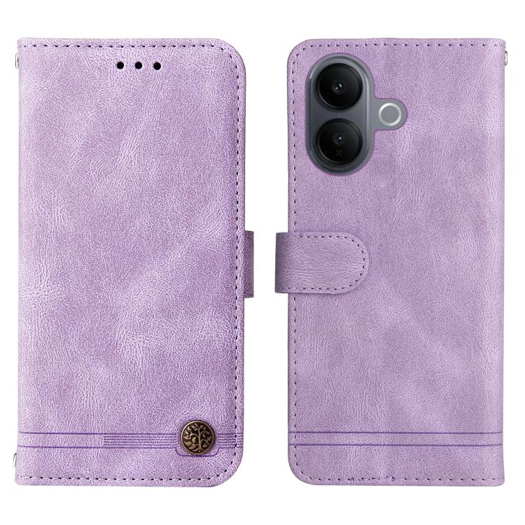 For vivo V60 Lite 4G / 5G Skin Feel Life Tree Metal Button Leather Phone Case