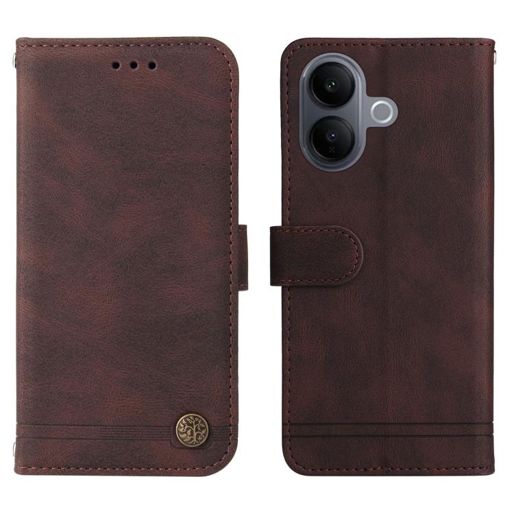 For vivo V60 Lite 4G / 5G Skin Feel Life Tree Metal Button Leather Phone Case