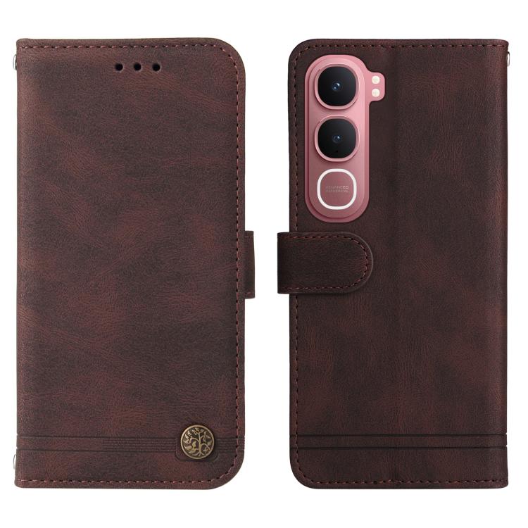 For vivo Y31 5G 2025 Skin Feel Life Tree Metal Button Leather Phone Case