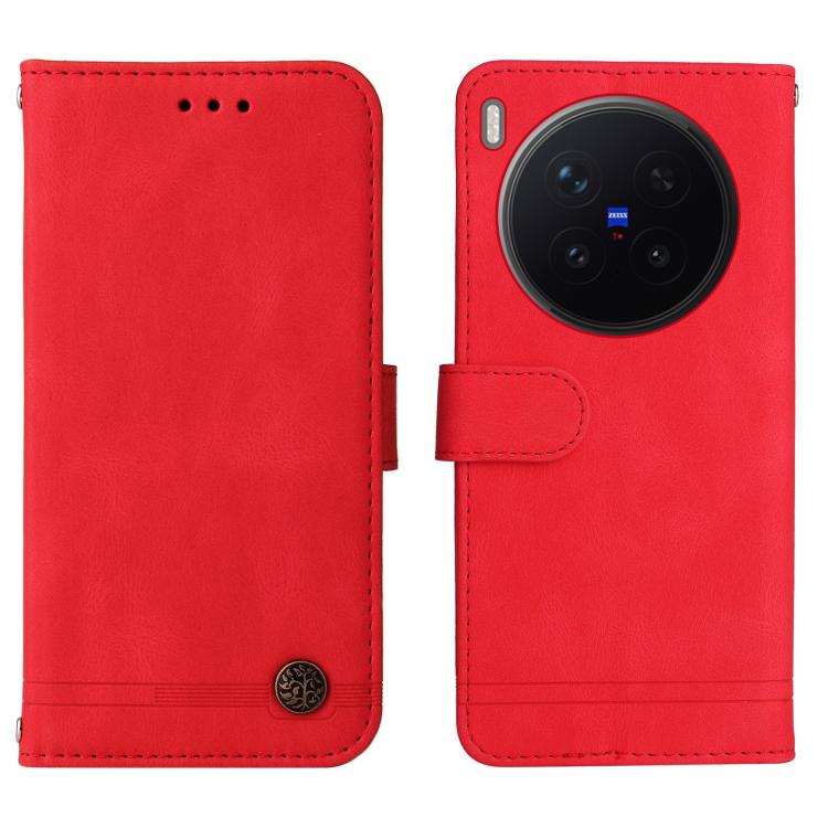 For vivo X300 Pro Skin Feel Life Tree Metal Button Leather Phone Case