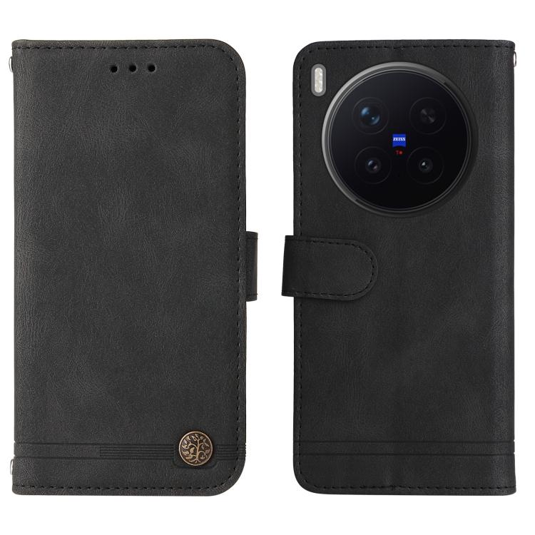 For vivo X300 Pro Skin Feel Life Tree Metal Button Leather Phone Case