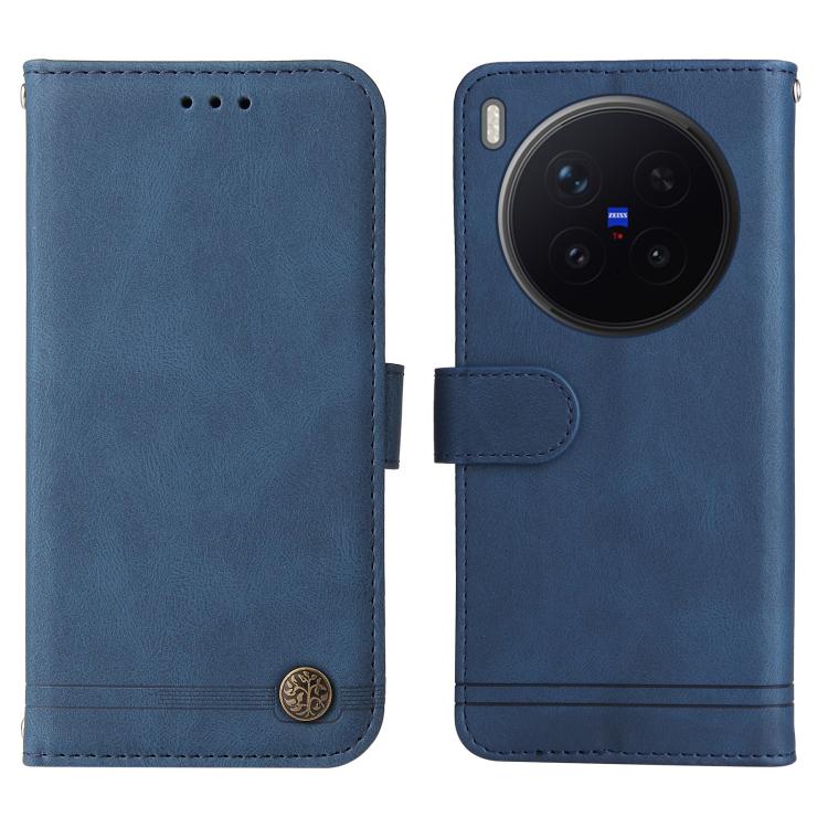 For vivo X300 Pro Skin Feel Life Tree Metal Button Leather Phone Case