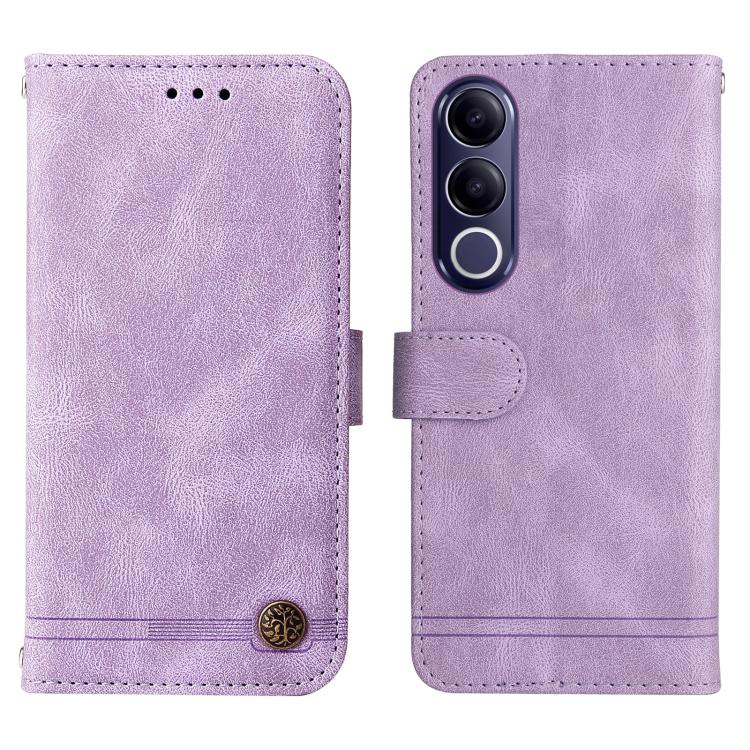 For vivo V70 FE 5G Skin Feel Life Tree Metal Button Leather Phone Case