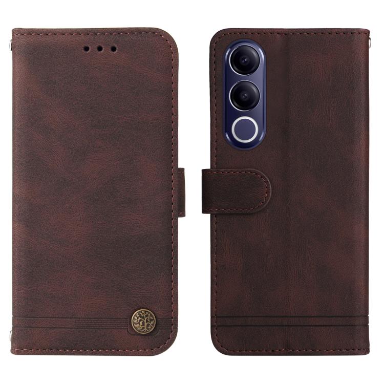 For vivo V70 FE 5G Skin Feel Life Tree Metal Button Leather Phone Case