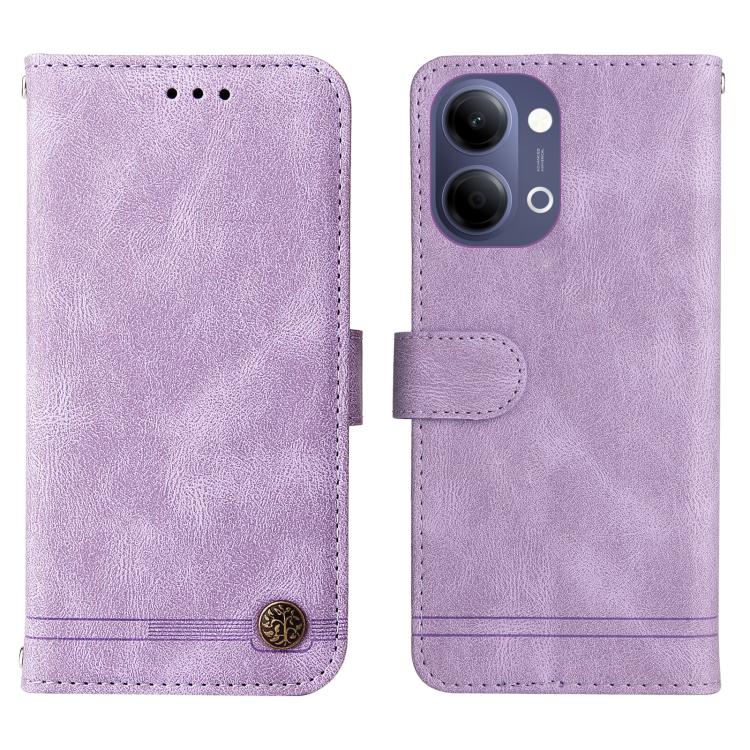 For vivo Y21 5G 2026 / vivo Y05 4G Skin Feel Life Tree Metal Button Leather Phone Case