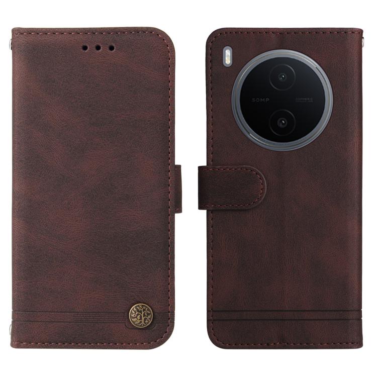 For vivo Y600 Pro 5G Skin Feel Life Tree Metal Button Leather Phone Case