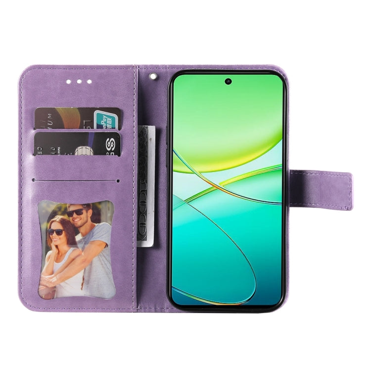 For vivo Y38 5G / T3x 5G Global Seven-petal Flowers Embossing Leather Phone Case