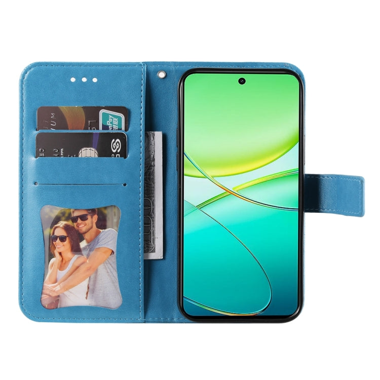For vivo Y38 5G / T3x 5G Global Seven-petal Flowers Embossing Leather Phone Case