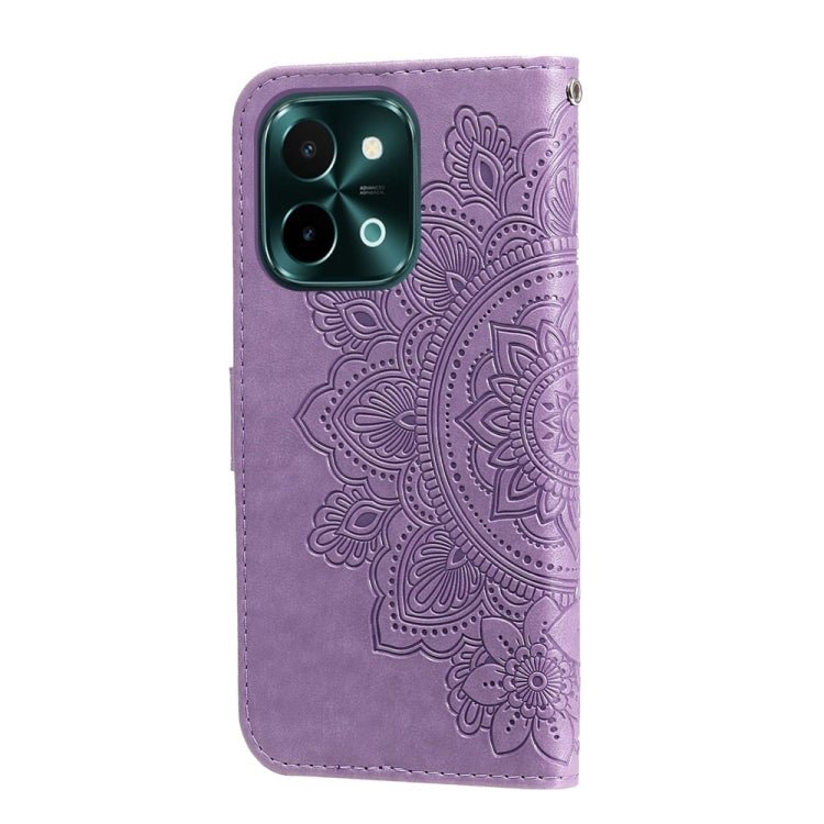 For vivo Y28 4G Global Seven-petal Flowers Embossing Leather Phone Case