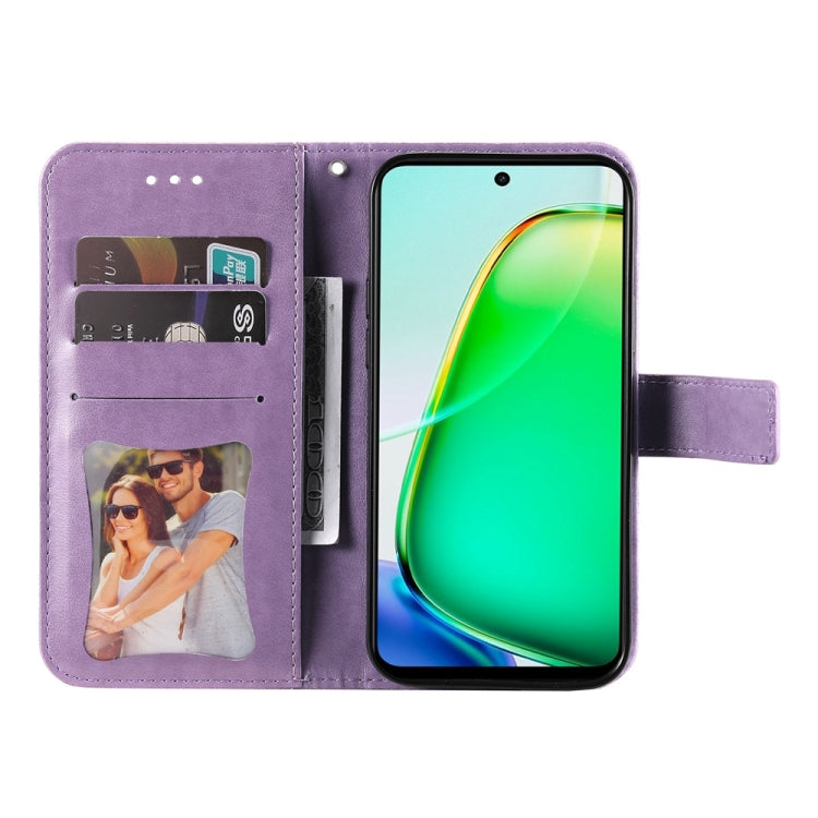 For vivo Y28 4G Global Seven-petal Flowers Embossing Leather Phone Case