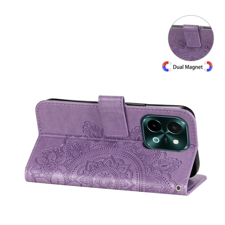 For vivo Y28 4G Global Seven-petal Flowers Embossing Leather Phone Case