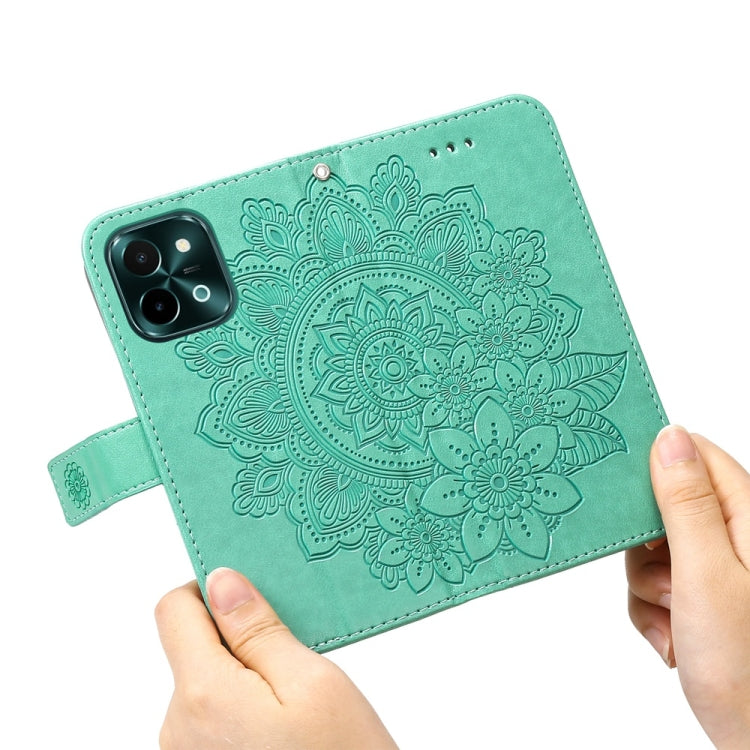 For vivo Y28 4G Global Seven-petal Flowers Embossing Leather Phone Case
