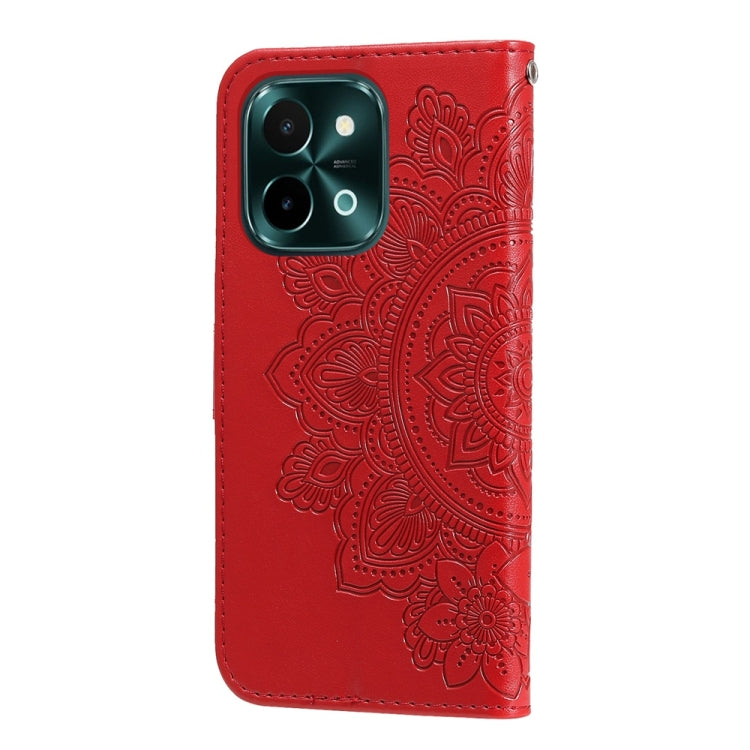 For vivo Y28 4G Global Seven-petal Flowers Embossing Leather Phone Case