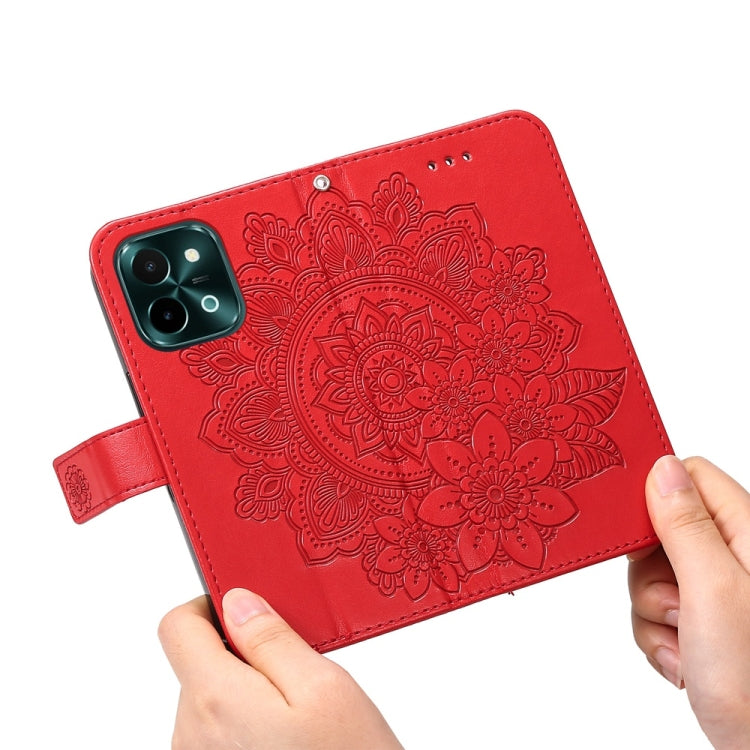 For vivo Y28 4G Global Seven-petal Flowers Embossing Leather Phone Case