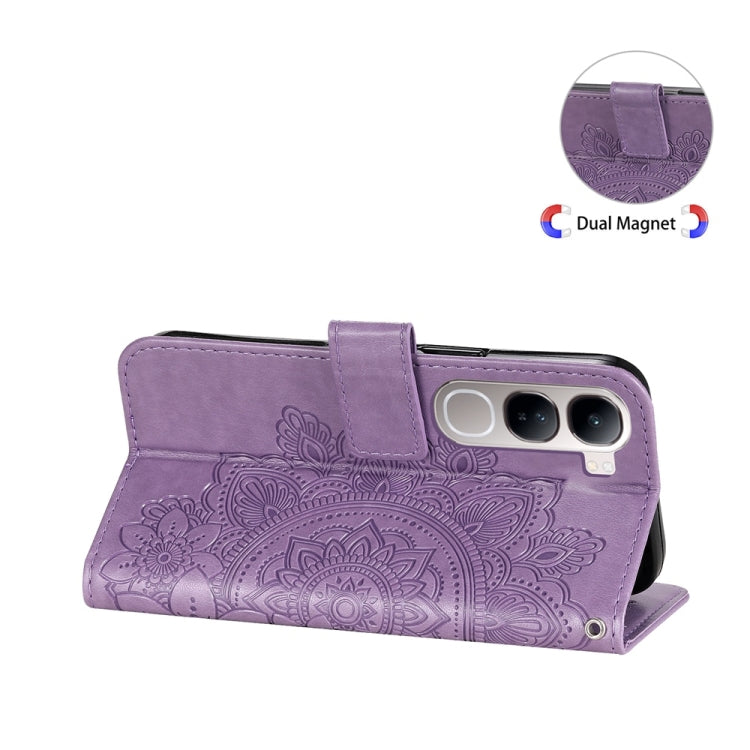 For vivo V40 Lite 4G / 5G IDN Seven-petal Flowers Embossing Leather Phone Case