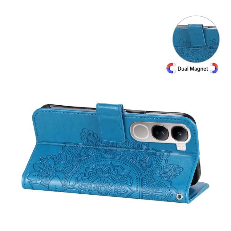 For vivo V40 Lite 4G / 5G IDN Seven-petal Flowers Embossing Leather Phone Case
