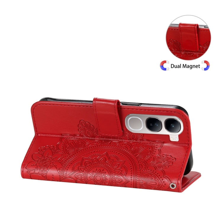 For vivo V40 Lite 4G / 5G IDN Seven-petal Flowers Embossing Leather Phone Case