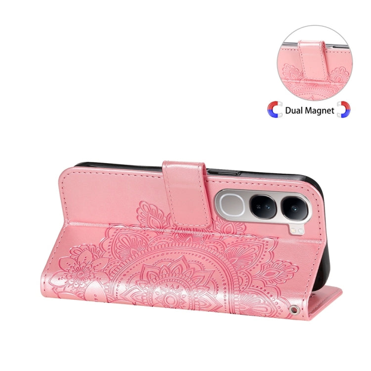 For vivo V40 Lite 4G / 5G IDN Seven-petal Flowers Embossing Leather Phone Case