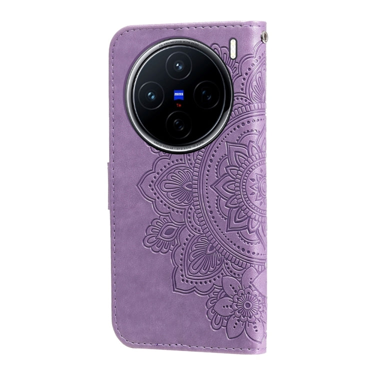 For vivo X200 Seven-petal Flowers Embossing Leather Phone Case