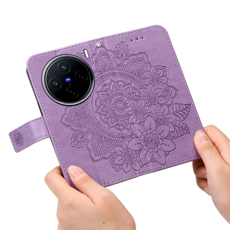 For vivo X200 Seven-petal Flowers Embossing Leather Phone Case