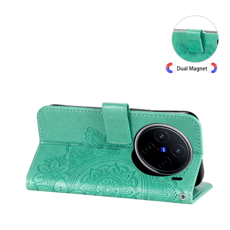 For vivo X200 Seven-petal Flowers Embossing Leather Phone Case
