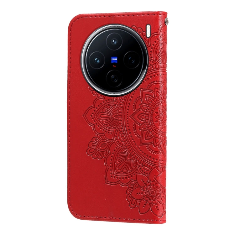 For vivo X200 Seven-petal Flowers Embossing Leather Phone Case